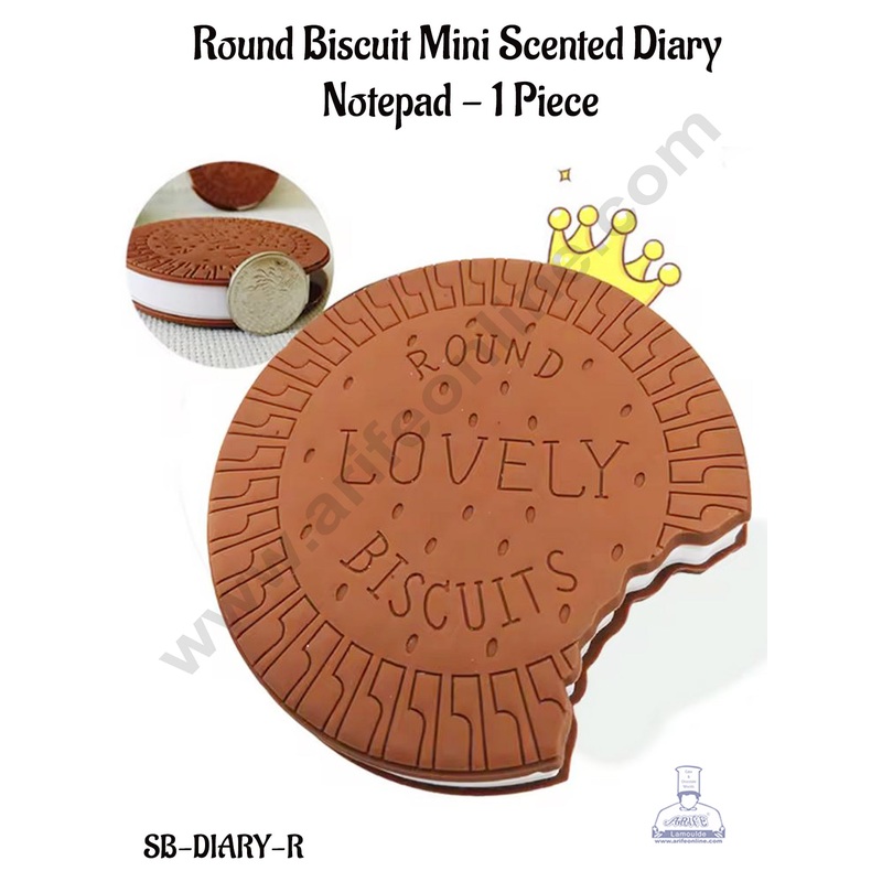 CAKE DECOR Round Chocolate Biscuit Mini Scented Diary Or Teacher Notepad - 1 Piece