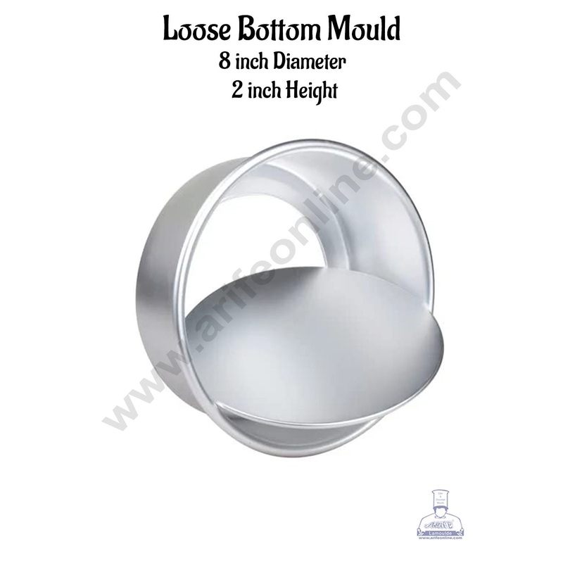 Cake Decor Round Loose Bottom Aluminum Cake Mould Thali 8 in x 2 inch