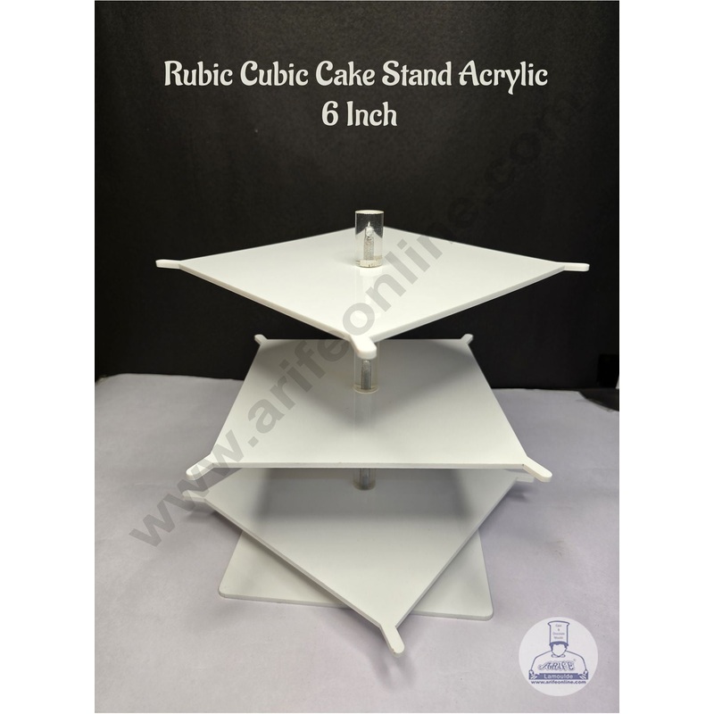 CAKE DECOR Rubic Cubic Cake Stand Acrylic - 6 Inch