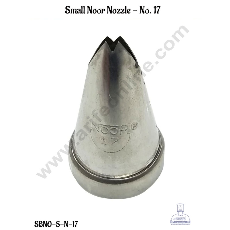 CAKE DECOR Small Noor Cake Icing Tip Nozzle No. 17 Shape Icing Nozzle with Collar Ring | Piping Steel Nozzle