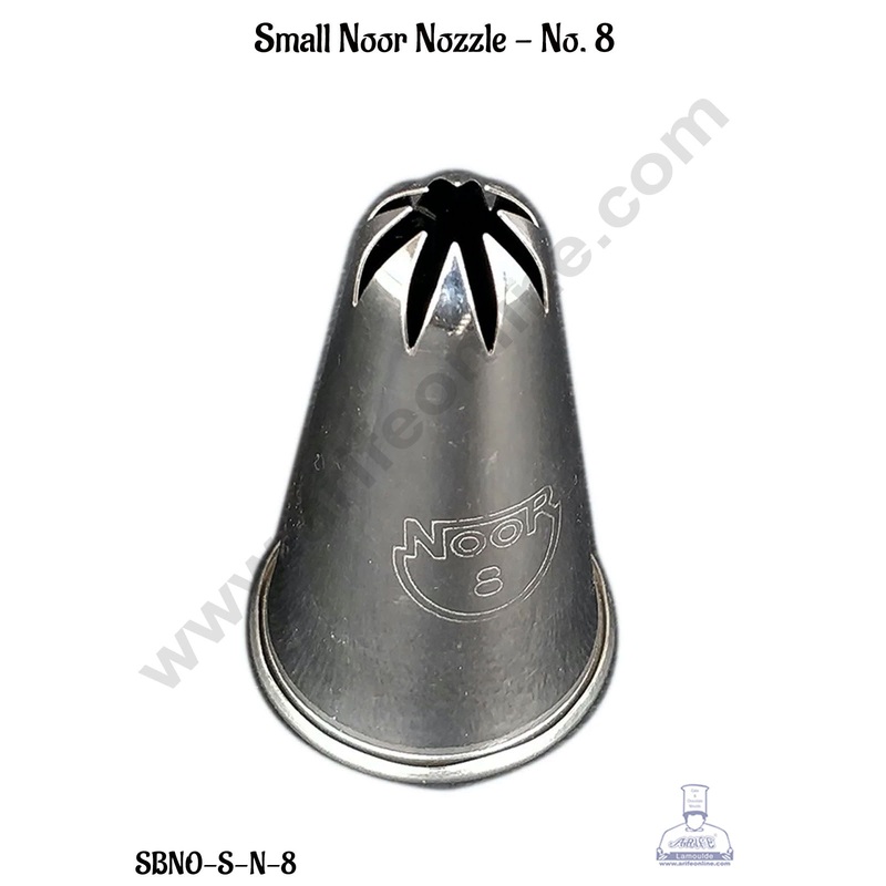 CAKE DECOR Small Noor Icing Tip Nozzle No. 8 Shape Icing Nozzle with Collar Ring | Piping Steel Nozzle