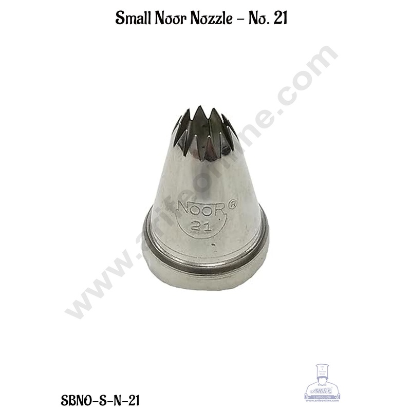 CAKE DECOR Small Noor Nozzle No. 21 Cake Icing with Collar Ring | Piping Steel Nozzle