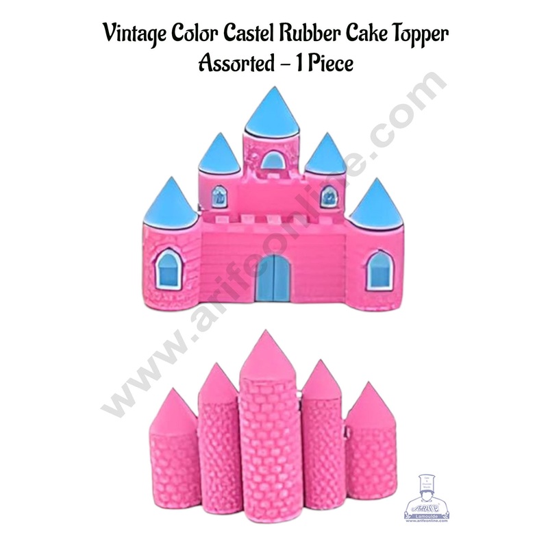 CAKE DECOR 1 Piece Mini Vintage Color Castle Rubber Cake Topper - Assorted