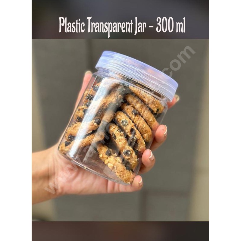 CAKE DECOR 1 Piece Plastic Transparent Jar - 300 ml