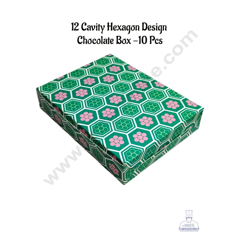 CAKE DECOR 12 Cavity Hexagon Pattern Chocolate Box | Chocolate Carriers - 10 Pcs Pack