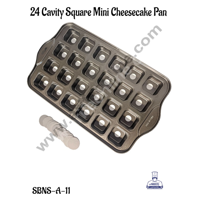 CAKE DECOR 24-Cavity Square Non-Stick Mini Cheesecake Pan  Removable Bottom (SBNS-A-11)