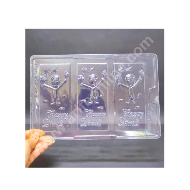 CAKE DECOR 3 Cavity Happy Diwali  Mould PVC Chocolate mould