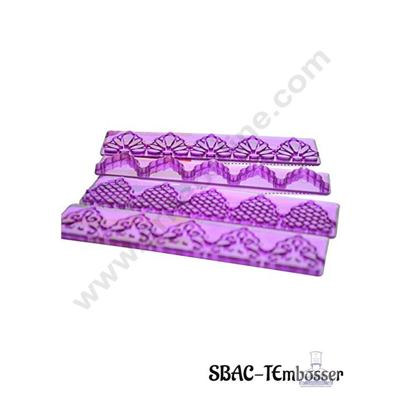 Cake Decor 4 Pc Texture Embosser Cutter Plastic Fondant Cutter Gumpaste Cutter