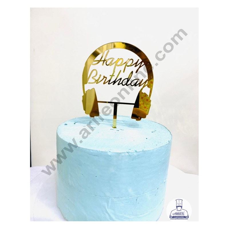 CAKE DECOR 5 inch Acrylic Happy Birthday With Headphone Cutout Cake Topper Cake Decoration (SBMT-1206)