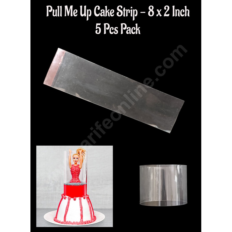 CAKE DECOR 5 Pcs Pull Me Up Cake Strips|Collars Acetate Clear Sheet| Transparent Collar (8 x 2 Inch)