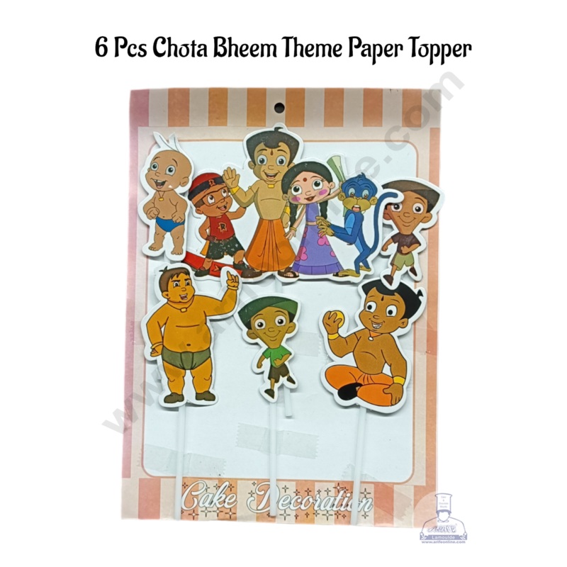 Cake Decor 6 Pcs Chhota Bheem Theme Paper Topper For Cake And Cupcake