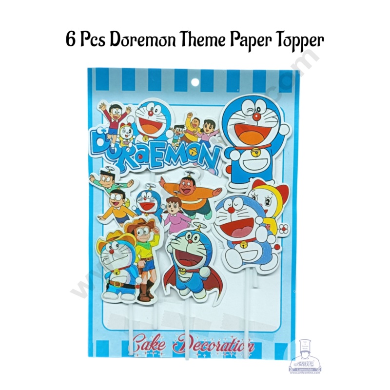 Cake Decor 6 pcs  Doremon Theme Paper Topper For Cake And Cupcake