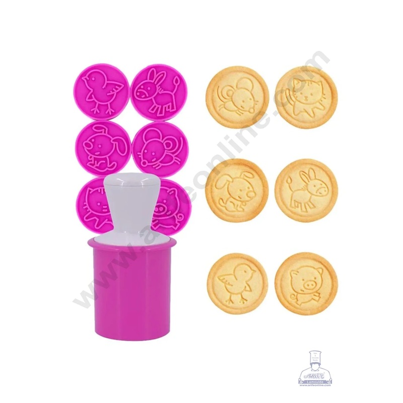 Cake Decor  6PCS/SET Patterns Cookie Stamp with Cookie Cutter Holder Stamp Cookie Cutter Fondant Cutters (SBS-787-2)