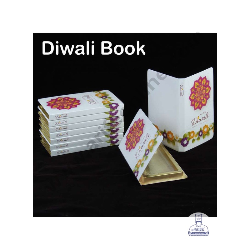 Cake Decor Happy Diwali Book Shape Chocolate Box (Pack of 1 Pc)