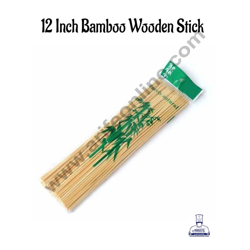 CAKE DECOR Natural Bamboo Wooden Skewer Satay Sticks /BBQ Sticks for Kebab Chicken Paneer Tikka Fruits Salad for Barbecue and Grilling (12 inches)