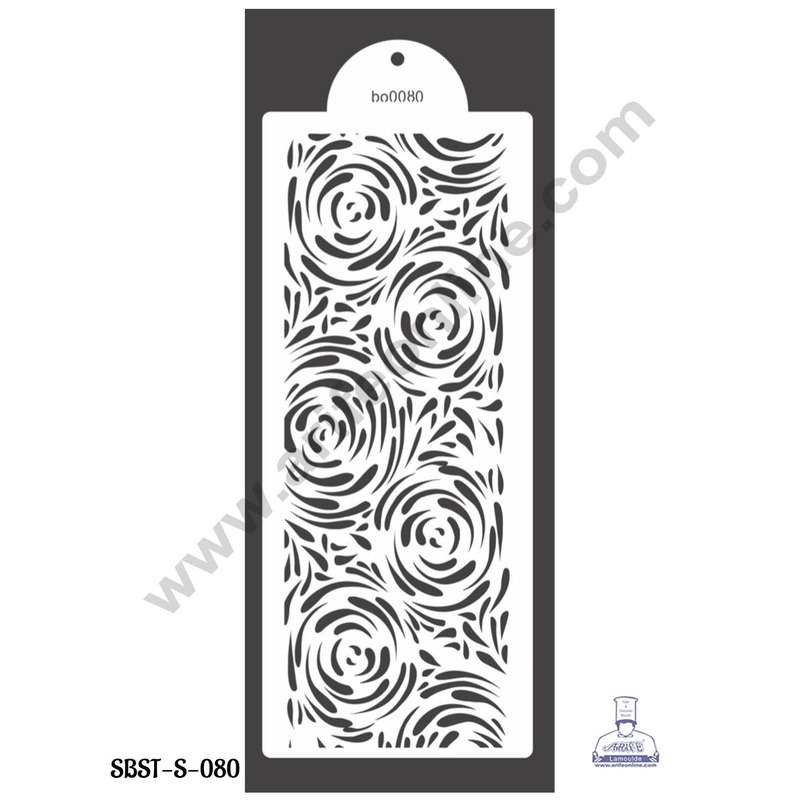 CAKE DECOR Small Wedding Cake Stencil, Cake Border Side Decoration Tool Rose Design  (SBST-S-080)