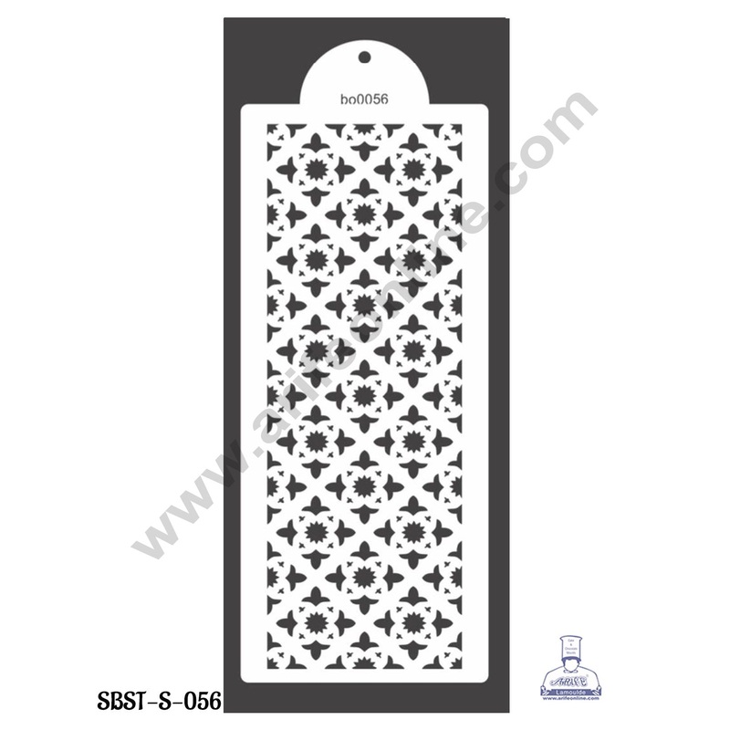 CAKE DECOR Small Wedding Cake Stencil, Cake Border Side Decoration Tool Square Flower Design  (SBST-S-056)