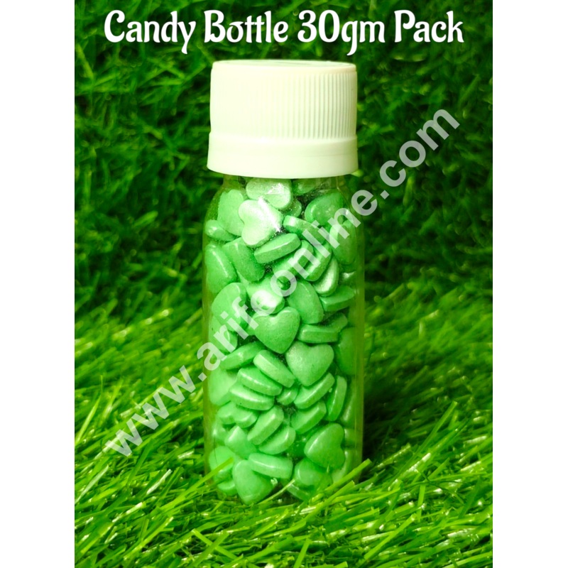 CAKE DECOR Sugar Candy - Light Green Color Heart Sprinkles and  Candy- 30 gm