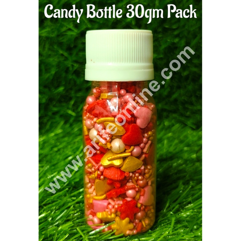 CAKE DECOR Sugar Candy - Red Snowflake And Pink Heart Mashup Sprinkles and Candy- 30 gm