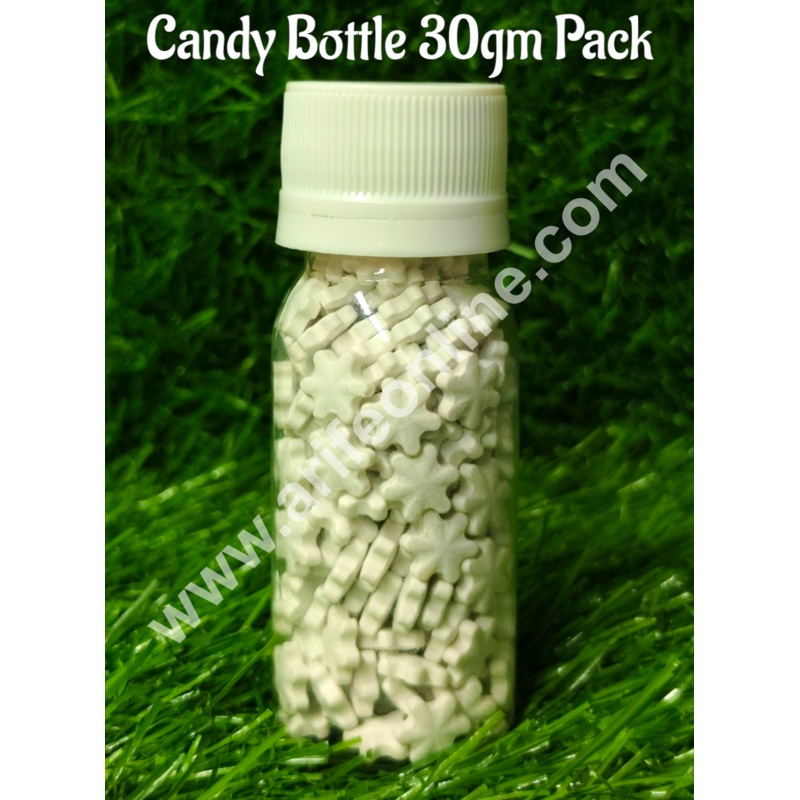 CAKE DECOR Sugar Candy -  White Colour Snowflake Sprinkles and Candy- 30 gm