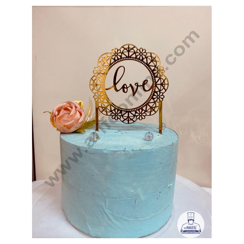 CAKE DECOR5 inch Acrylic Love in Floral Theme Round Frame Cake Topper And Dessert Decoration (SBMT-1210)
