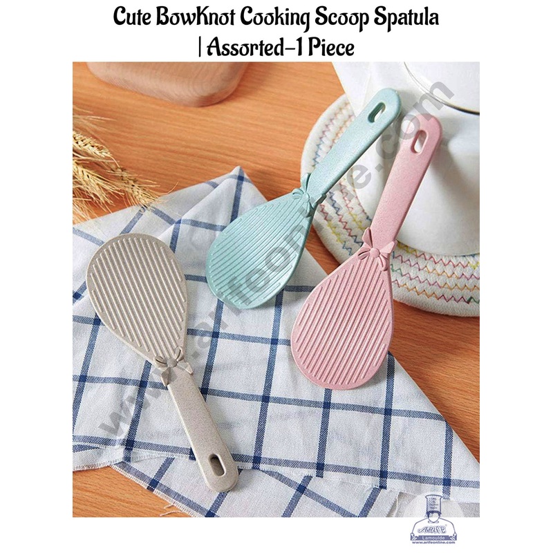 CAKE DECORCute BowKnot Cooking Scoop Spatula | Assorted-1 Piece |Wheat Spoon |Stripe Design | Kitchen Cooking Tool