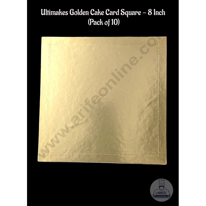 Ultimakes Golden Cake Card Square - 8 Inch (Pack of 10)