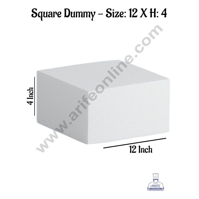 CAKE DECOR 1 Pc 12 Inch Square Cake Dummy - Size  12 x H 4