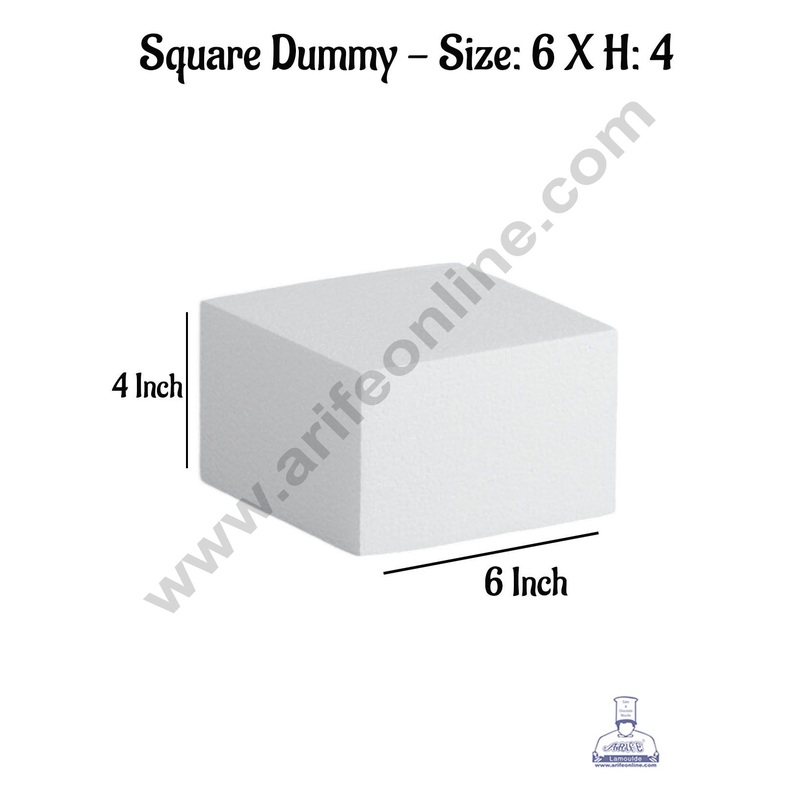 CAKE DECOR 1 Pc 6 Inch Square Cake Dummy - Size  6 x H 4