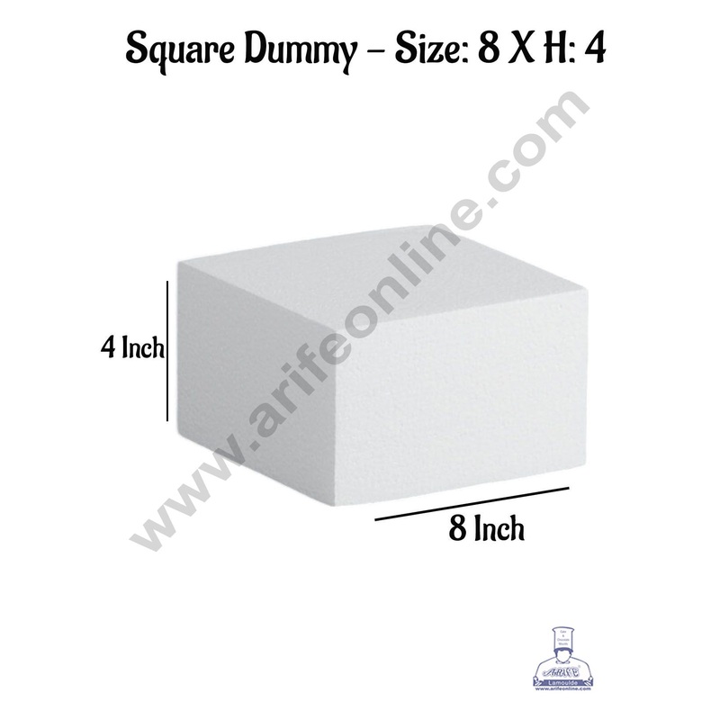 CAKE DECOR 1 Pc 8 Inch Square Cake Dummy - Size  8 x H 4