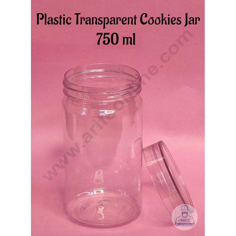 CAKE DECOR 1 Piece Plastic Transparent Cookies Jar With Clear Cap  - 750 ml