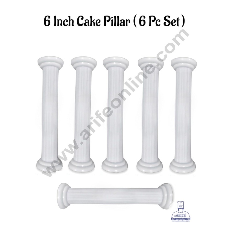 CAKE DECOR 6 Piece Plastic Cake Pillars Wedding Cake Stand Tiered Cake Construction ( 6 Inch )