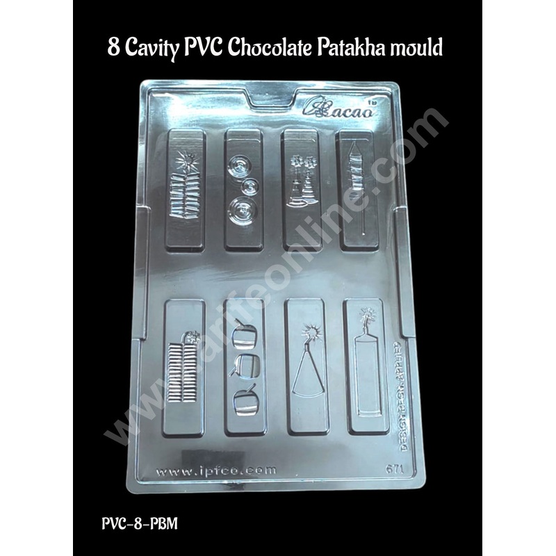 CAKE DECOR 8 Cavity PVC Chocolate Patakha mould | Happy Diwali |Sutli Bombs |Crackers
