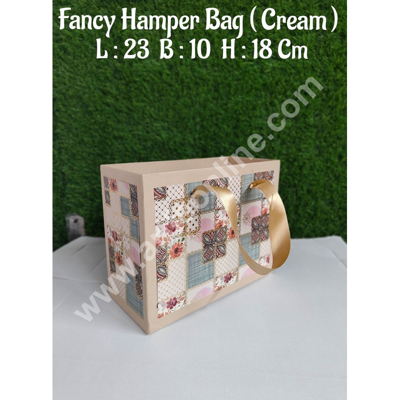 CAKE DECOR Cream Fancy Hamper Bag For for Birthday, Wedding, Celebrations, Party, Christmas Gifts (1 Pc Pack)