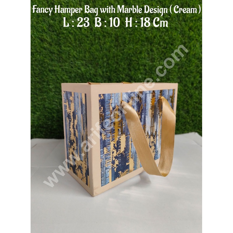 CAKE DECOR Cream Marble Design Fancy Hamper Bag For for Birthday, Wedding, Celebrations, Party, Christmas Gifts (1 Pc Pack)