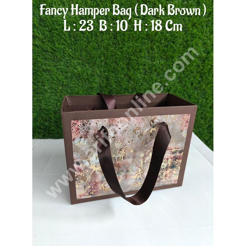CAKE DECOR Dark Brown Fancy Hamper Bag For for Birthday, Wedding, Celebrations, Party, Christmas Gifts (1 Pc Pack)