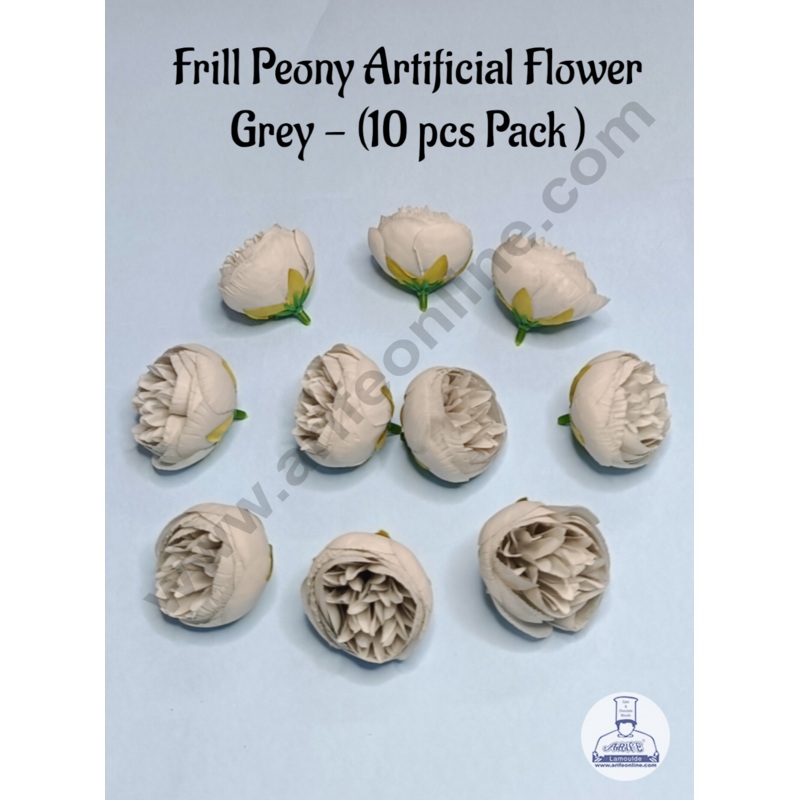 Cake Decor  Frill Peony Artificial Flower For Cake Decoration  Grey ( 10 pc pack )