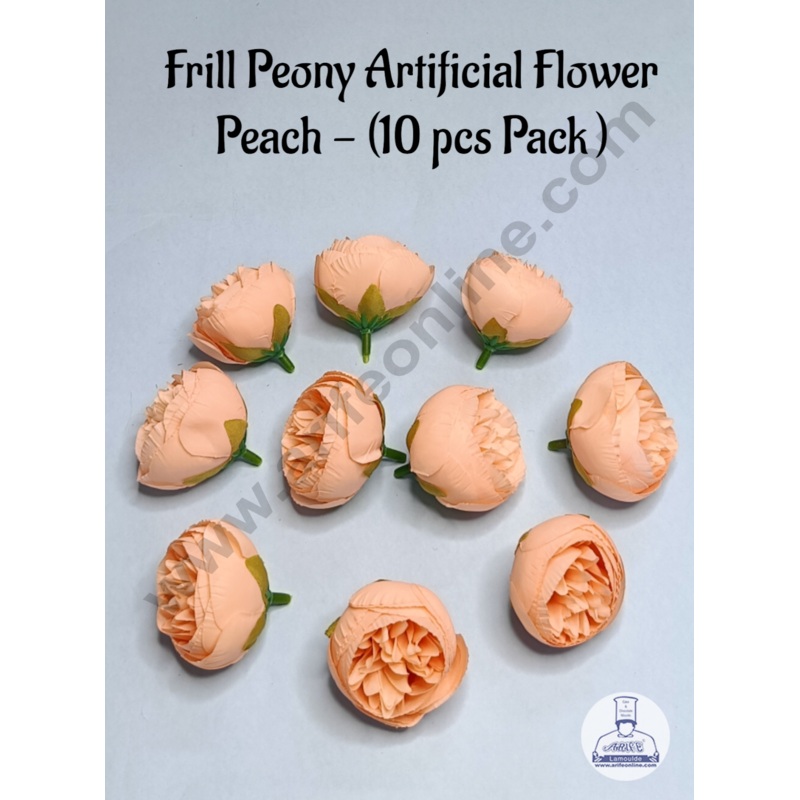 Cake Decor  Frill Peony Artificial Flower For Cake Decoration  Peach ( 10 pc pack )