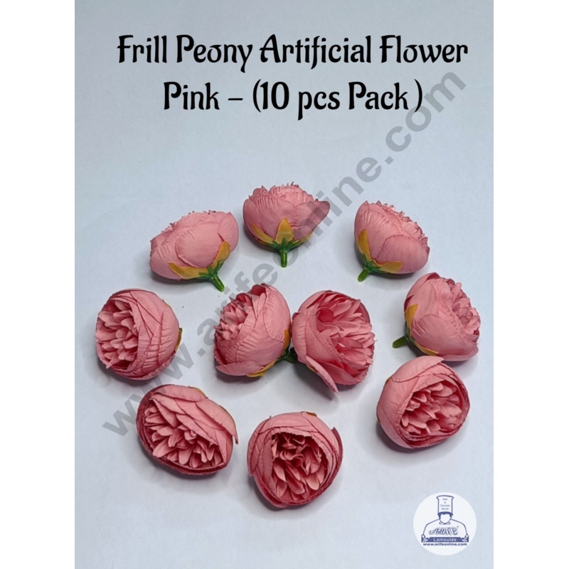 Cake Decor  Frill Peony Artificial Flower For Cake Decoration  Pink ( 10 pc pack )