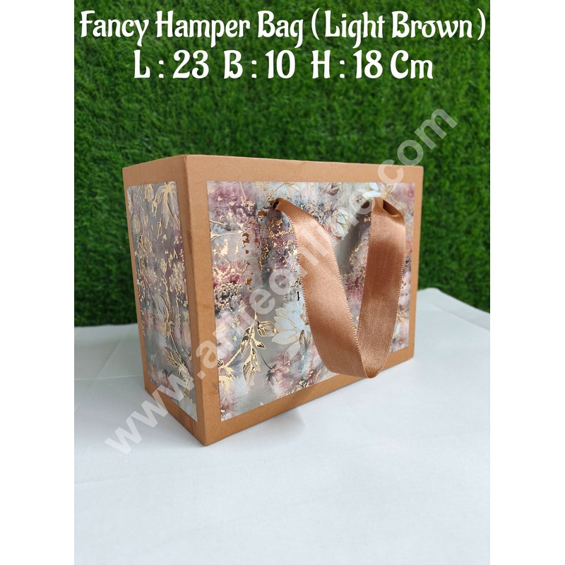 CAKE DECOR Light Brown Fancy Hamper Bag For for Birthday, Wedding, Celebrations, Party, Christmas Gifts (1 Pc Pack)