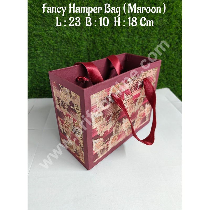 CAKE DECOR Maroon Fancy Hamper Bag For for Birthday, Wedding, Celebrations, Party, Christmas Gifts (1 Pc Pack)