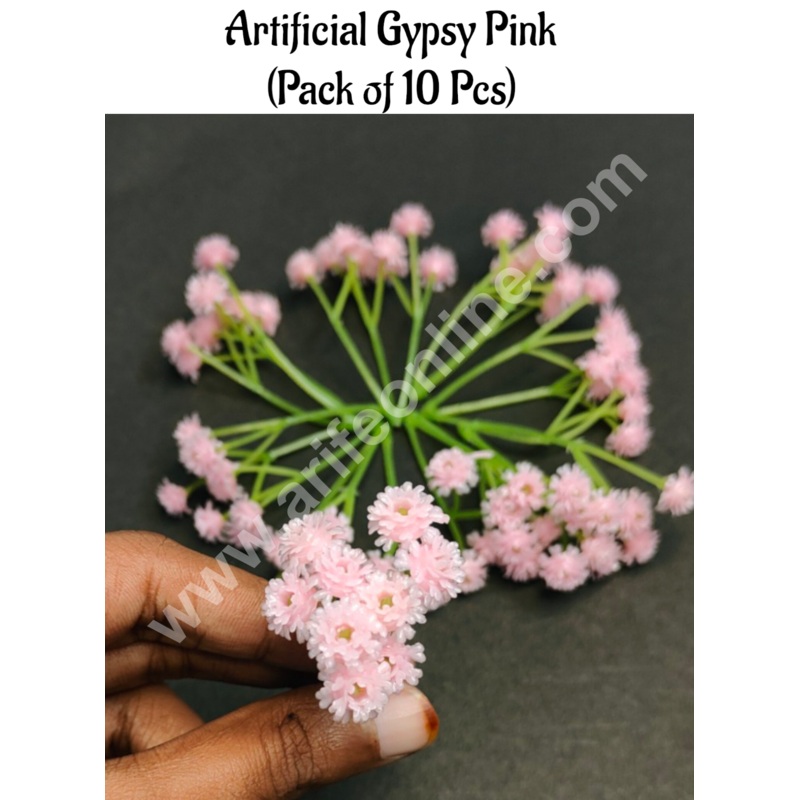 CAKE DECOR Mini Pink Artificial Gypsy For Cake Decoration ( 10 Pcs Pack )