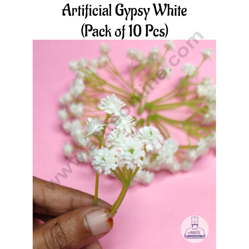 CAKE DECOR Mini White Artificial Gypsy For Cake Decoration ( 10 Pcs Pack )