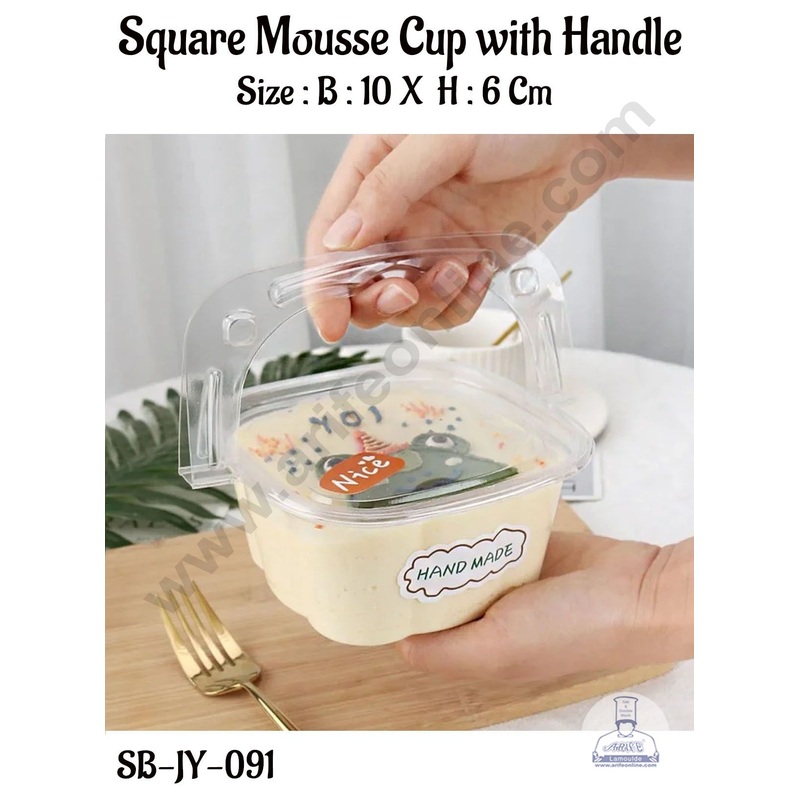 CAKE DECOR PVC Big Square Pastry Box with Clear Lid | Cube Box | Dessert Package - (5 Pcs Pack)