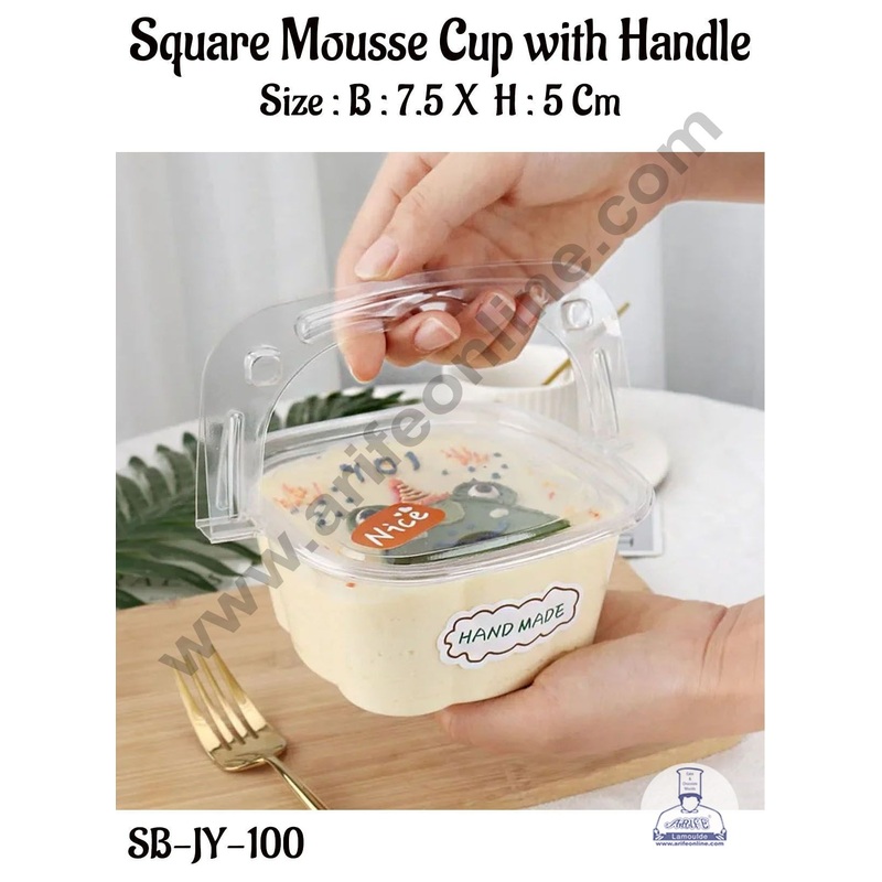 CAKE DECOR PVC Small Square Pastry Box with Clear Lid | Cube Box | Dessert Package - (10 Pcs Pack)
