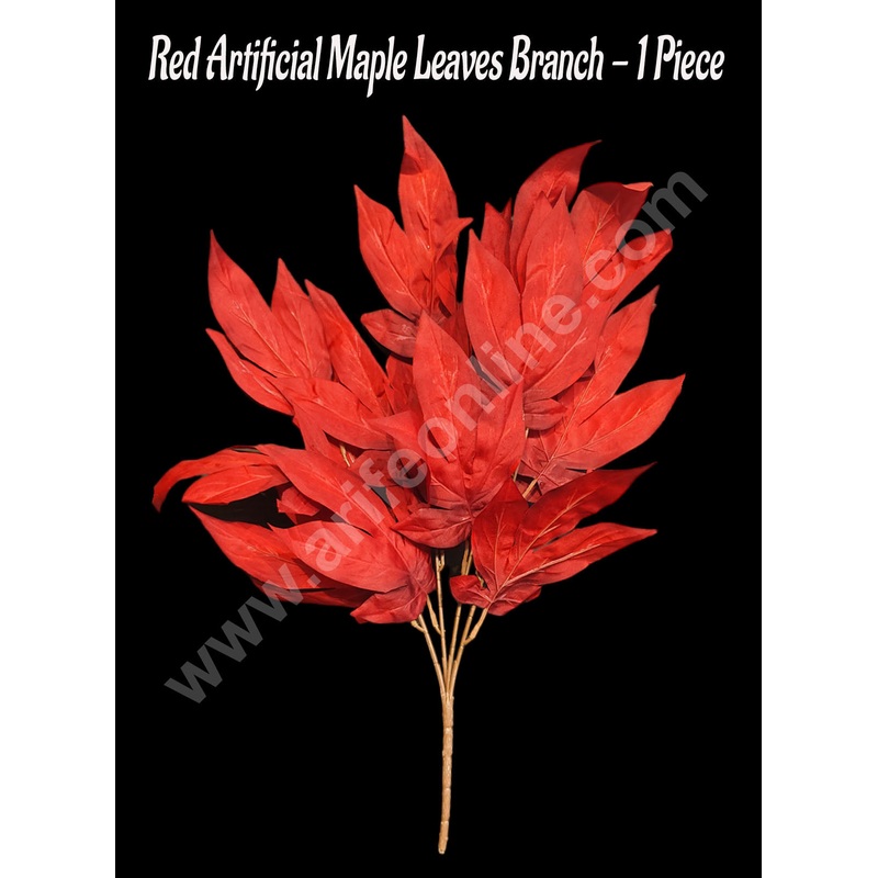 CAKE DECOR  Red Artificial Maple Leaves Branch for Decoration  1 Piece