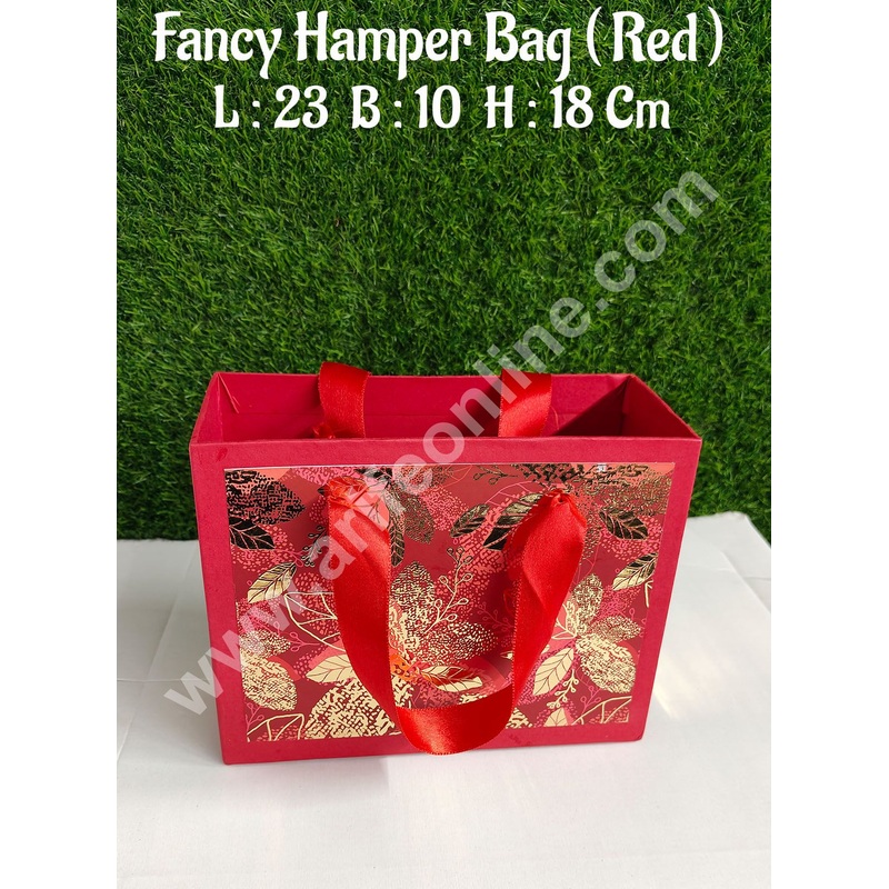 CAKE DECOR Red Fancy Hamper Bag For for Birthday, Wedding, Celebrations, Party, Christmas Gifts (1 Pc Pack)