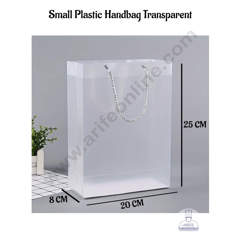 CAKE DECOR Small Plastic Transparent Handbag - 1 Piece | Gift Box | Gift Bag with Handle