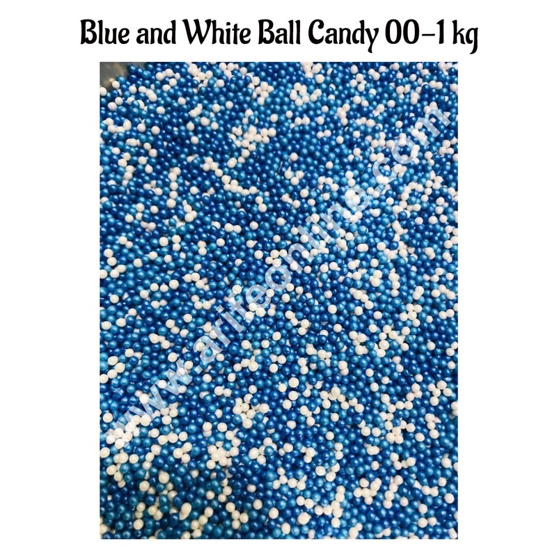 CAKE DECOR Sugar Candy - Blue and White Balls Candy- 00 - 1 kg