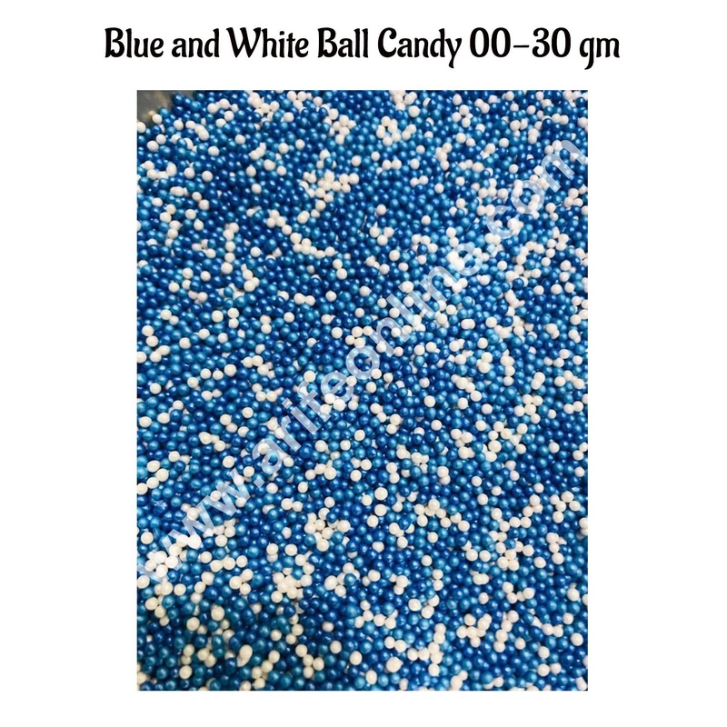 CAKE DECOR Sugar Candy - Blue and White Balls Candy- 00 - 30 gm